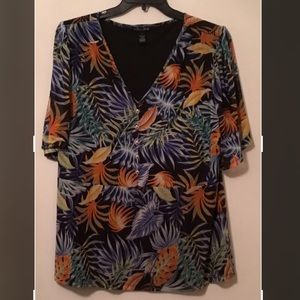 ALOVE STORY SIZE 2X  WOMENS PLUS SIZE MULTI COLOR, S/S PULLOVER BLOUSE TOP